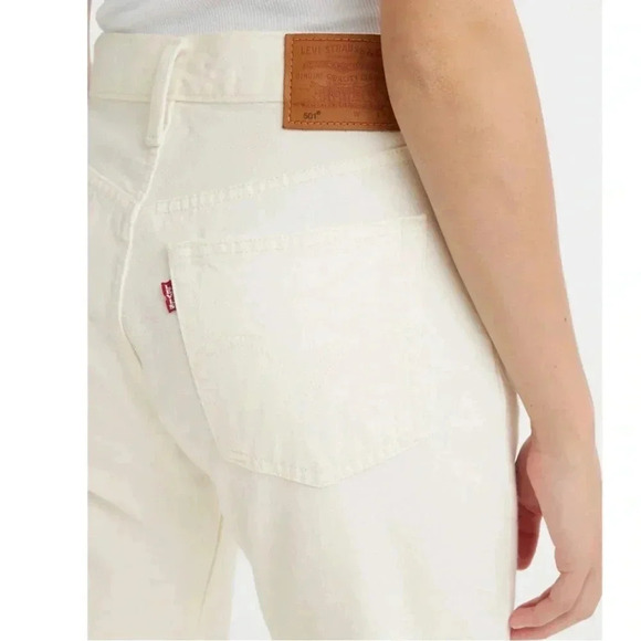 Levi’s Premium 501 Distressed Button Fly Jeans Off White‎ Raw Edge W28 L28 NWOT - Picture 2 of 13
